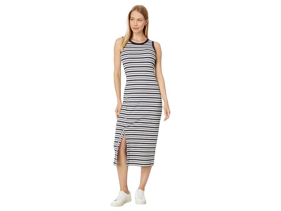 Tommy Hilfiger Womens Striped Ribbed Slit Midi Dress Product Image