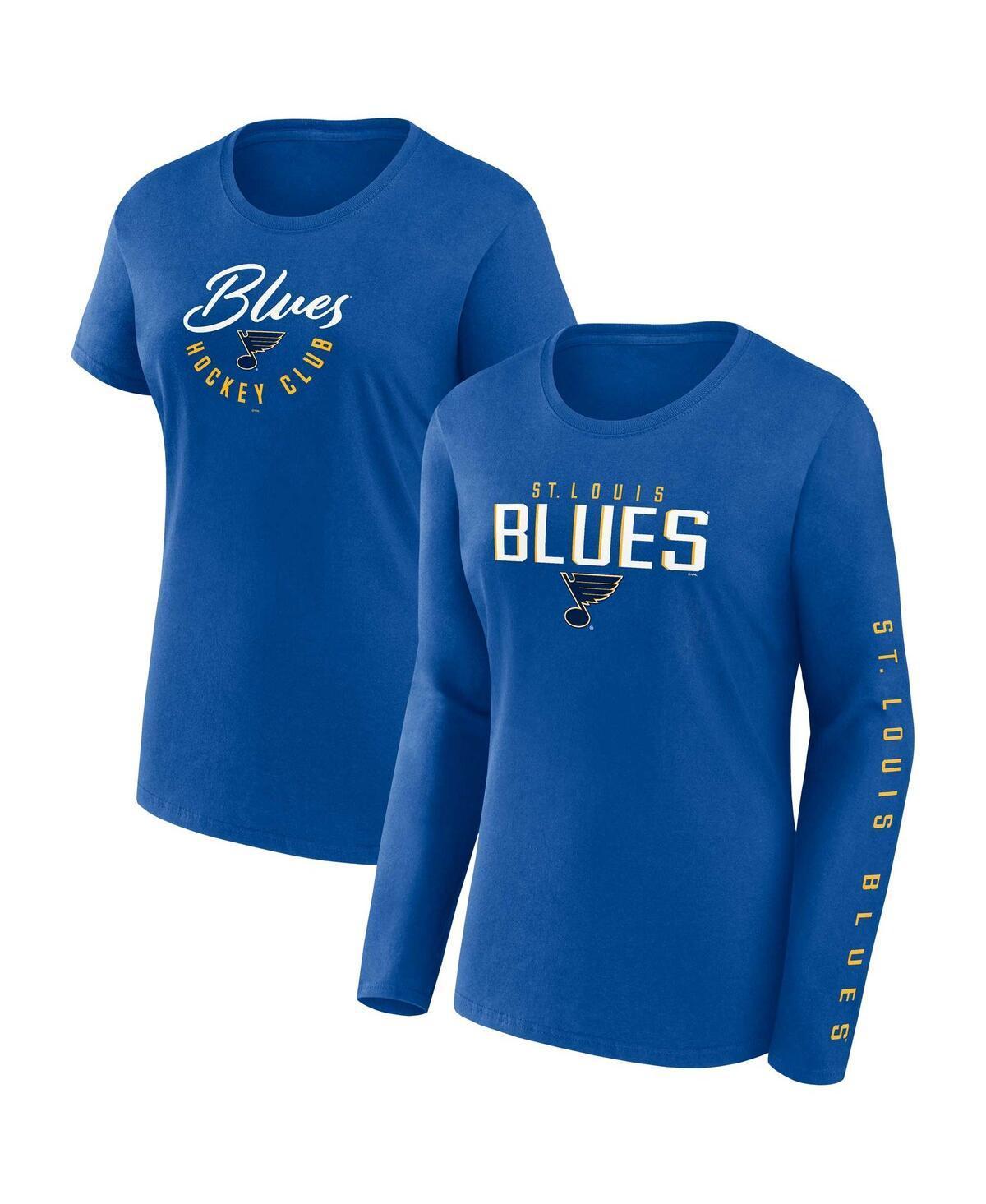 Womens Fanatics Blue St. Louis Blues Long and Short Sleeve Two-Pack T-shirt Set Product Image