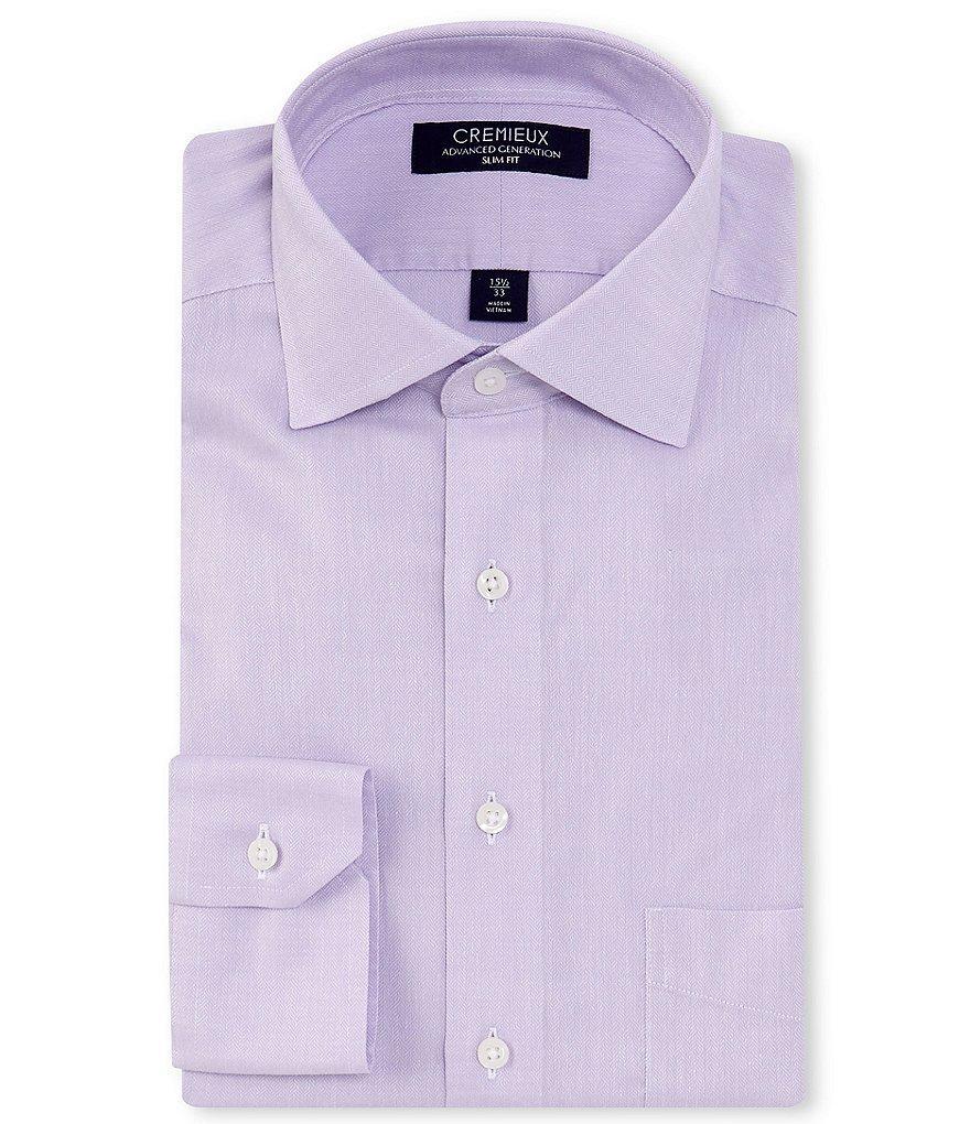 Cremieux Slim Fit Non-Iron Spread Collar Herringbone Long Sleeve Woven Dress Shirt Product Image