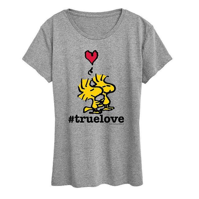 Womens Peanuts Truelove Woodstock Graphic Tee Grey Gray Product Image