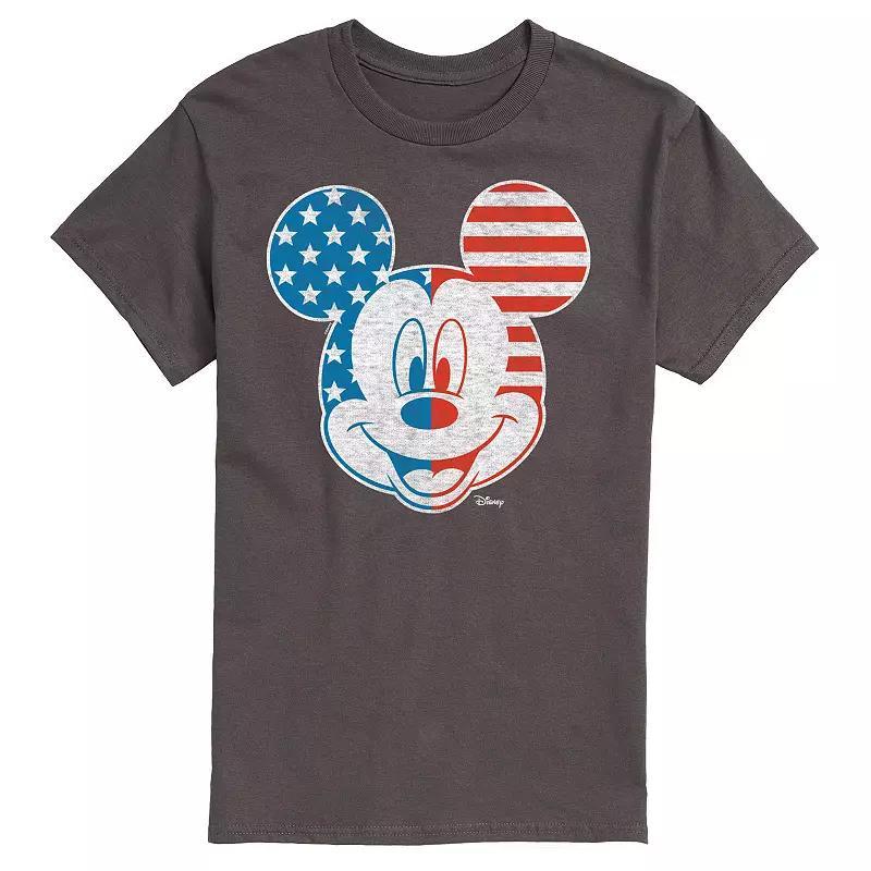 Disneys Mickey Mouse Mens Face America Graphic Tee Grey Product Image