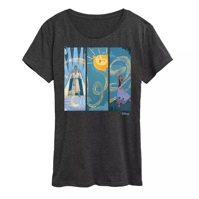 Disneys Wish Asha and King Magnifico Womens Panel Graphic Tee, Girls Heather Grey Product Image