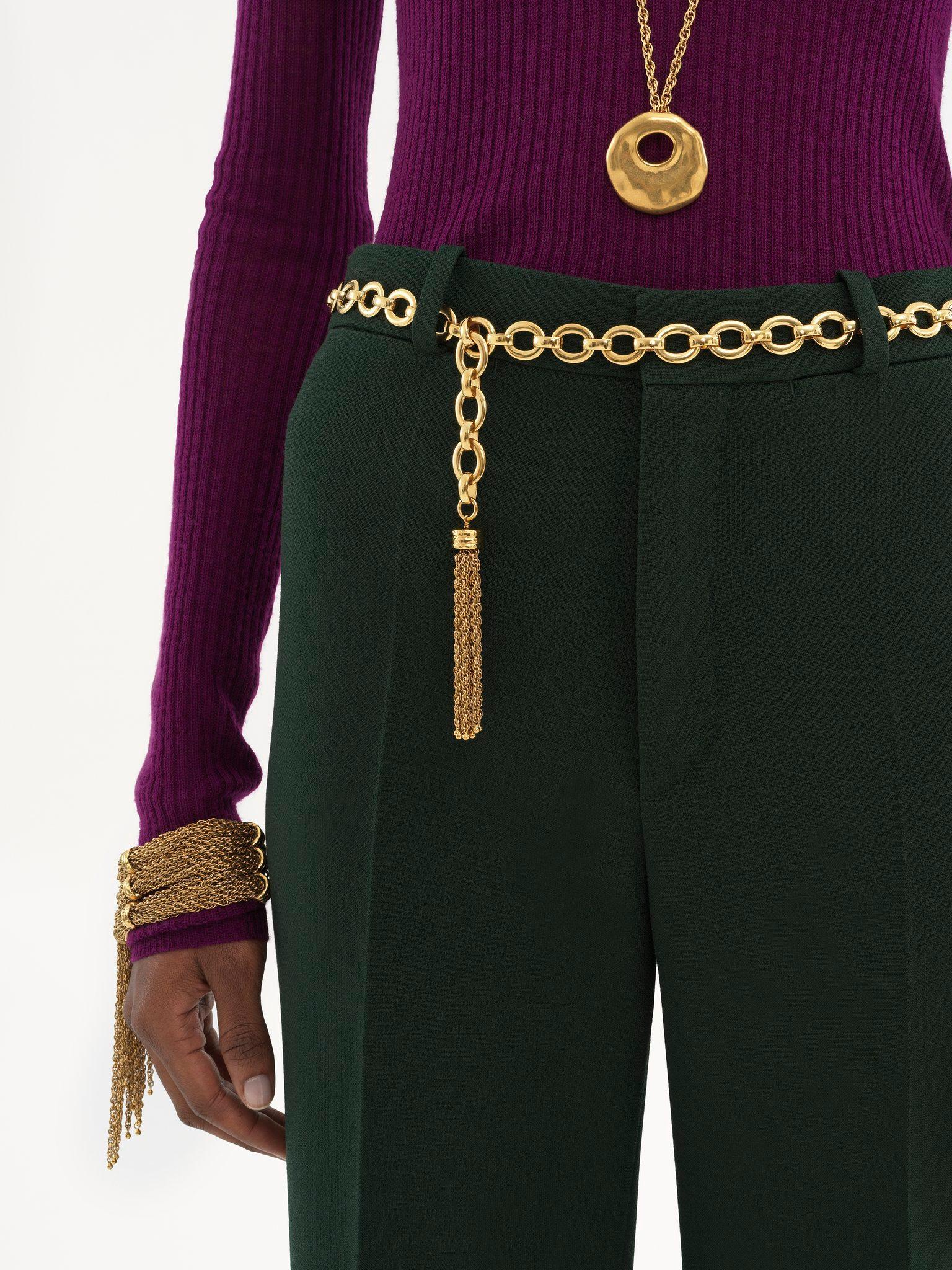 Flared tailored pants in wool crêpe Product Image