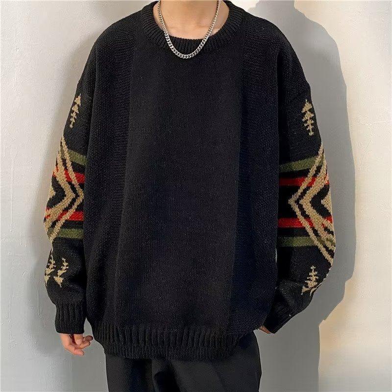 Crew Neck Patterned Sweater Product Image