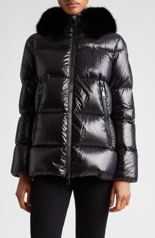 Moncler Laiche Crop Quilted Hooded Jacket with Removable Faux Fur Trim Product Image