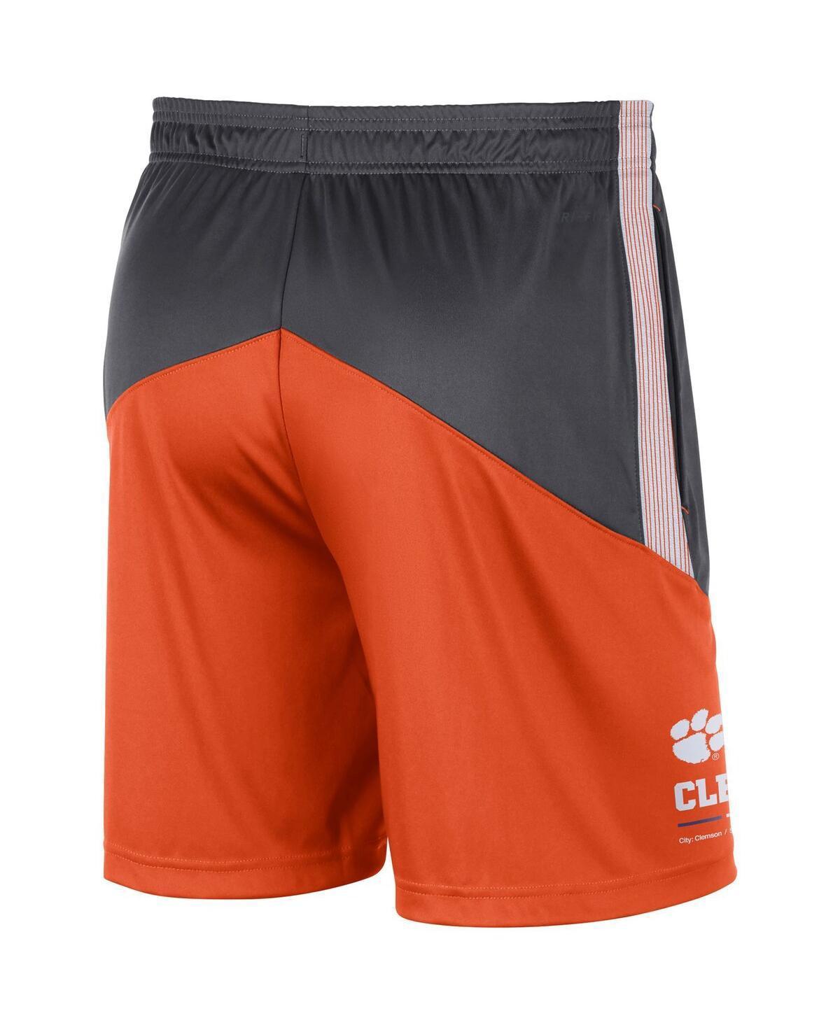 NIKE Men's  Anthracite And Orange Clemson Tigers Team Performance Knit Shorts In Anthracite,orange Product Image