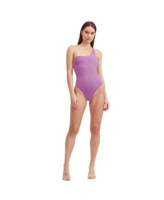 au naturel by Plus Size Solid One shoulder one piece swimsuit Product Image