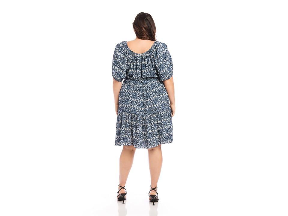 Karen Kane Plus Size Tiered Short Dress (Print) Women's Dress Product Image