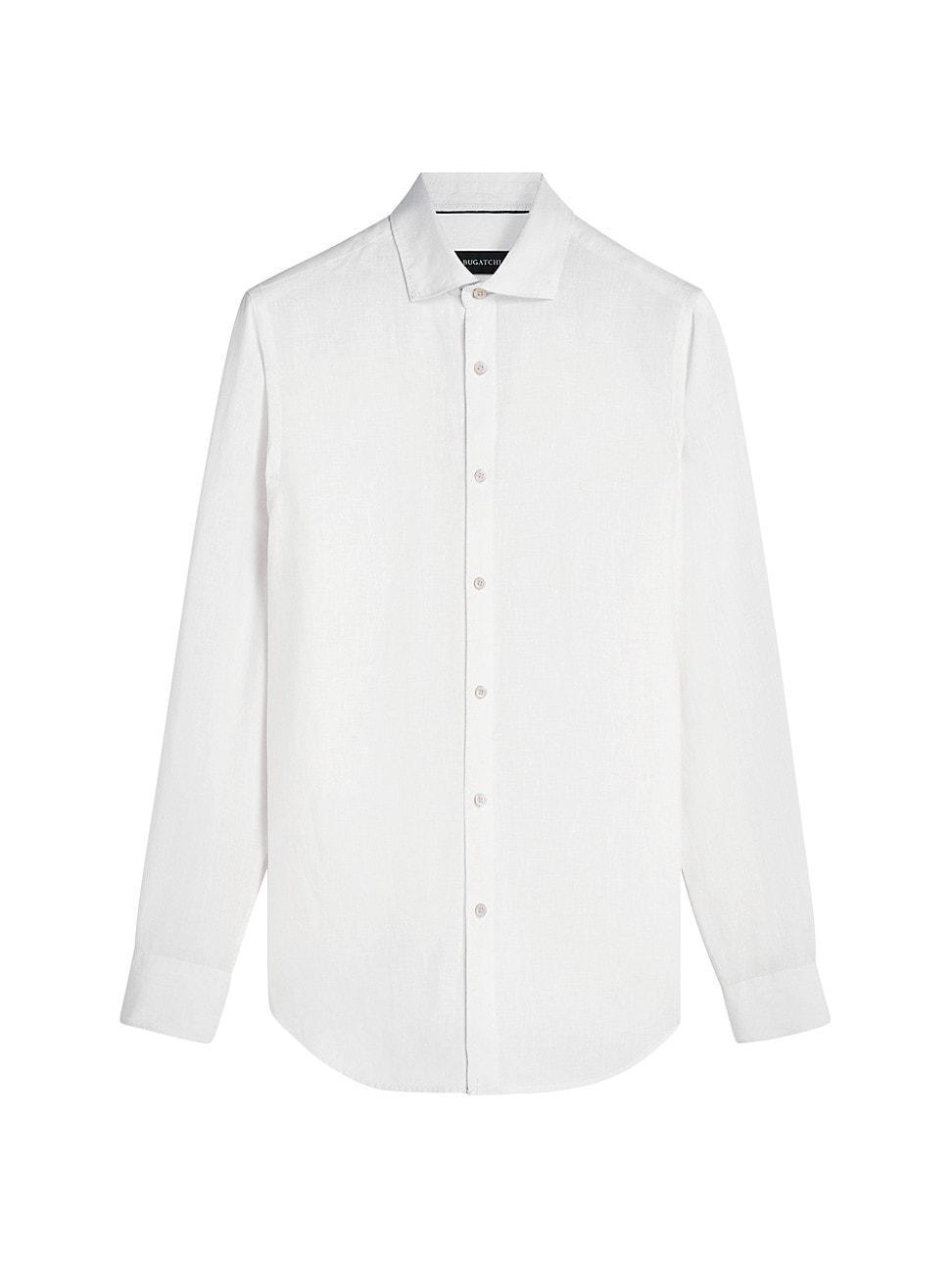 Mens Linen Long-Sleeve Button-Up Shirt Product Image