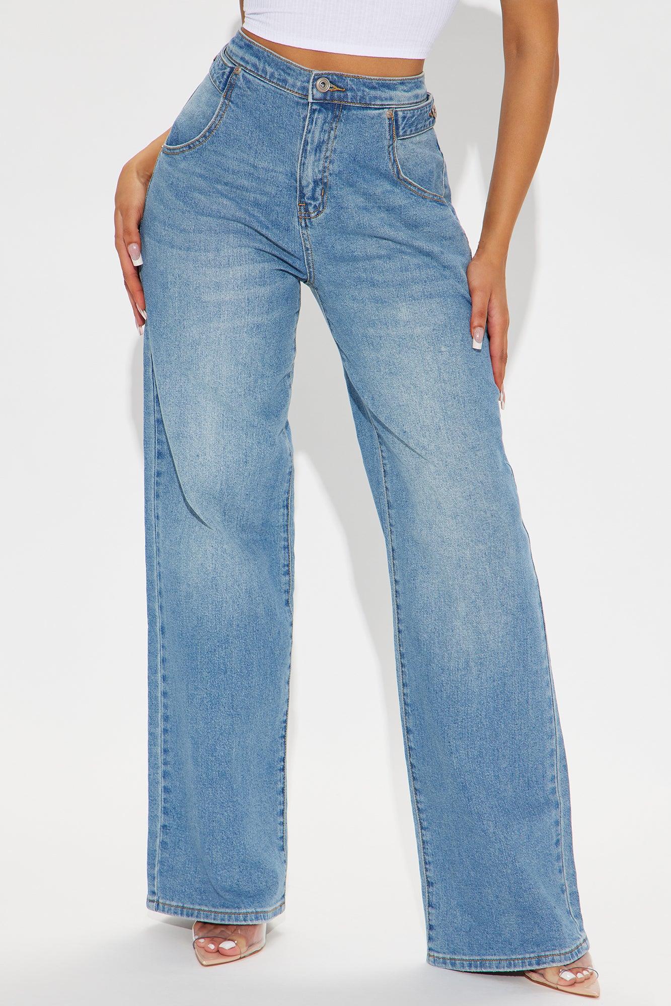 Kimora Adjustable Waist Baggy Jeans - Light Wash Product Image