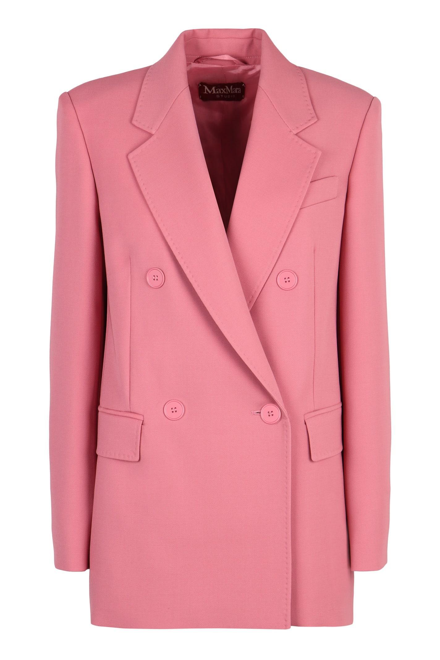 Lamella Double-breasted Wool Blazer In Pink Product Image