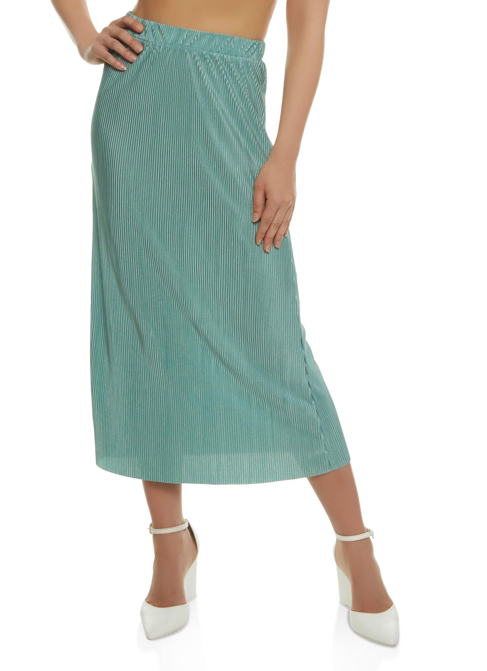 Womens Plisse High Waist Midi Skirt Product Image