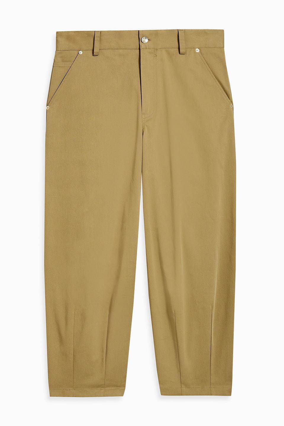 Tapered Cotton-blend Twill Pants In Army Green Product Image