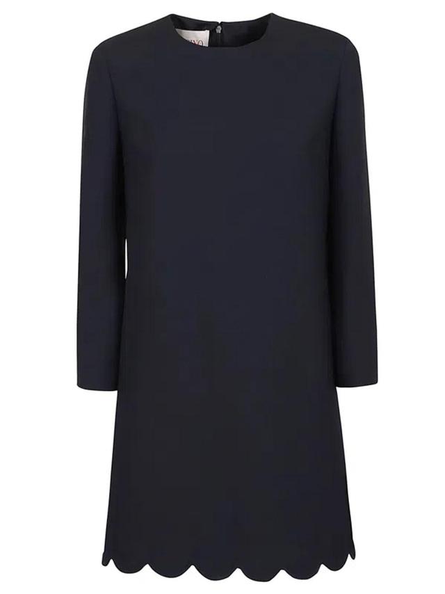 VALENTINO Solid Crepe Couture Dress In Blue Product Image