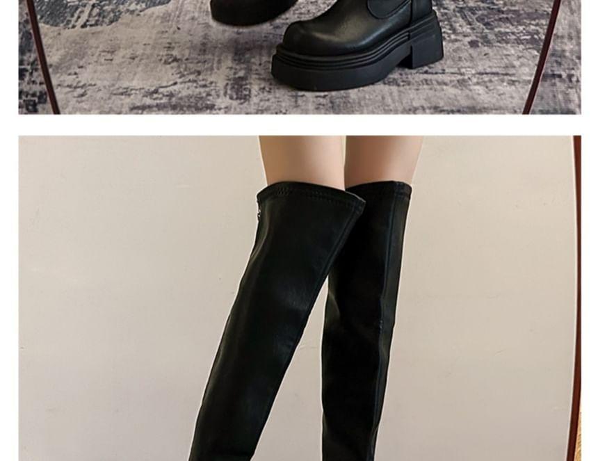 Faux Leather Platform Over-The-Knee Boots Product Image