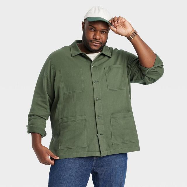 Mens Big & Tall Tailored Work Shacket - Goodfellow & Co Olive 4XL Product Image