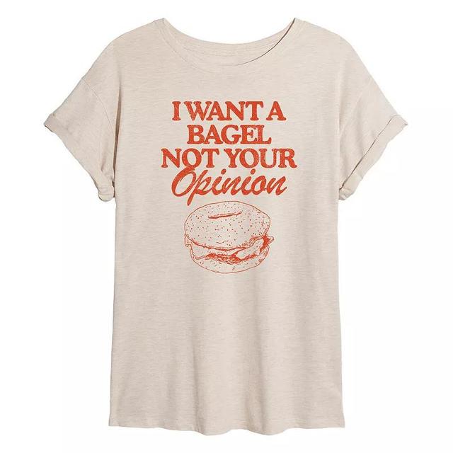 Juniors I Want A Bagel Oversized Tee, Womens Brown Product Image