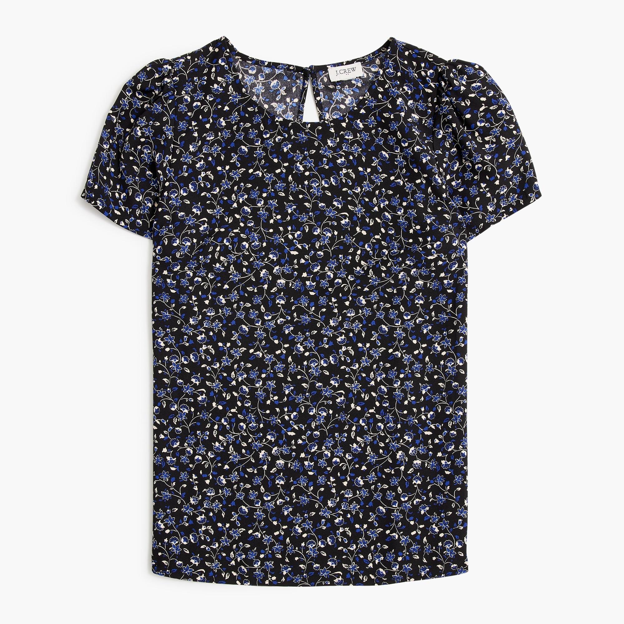 Printed short-sleeve crepe top Product Image