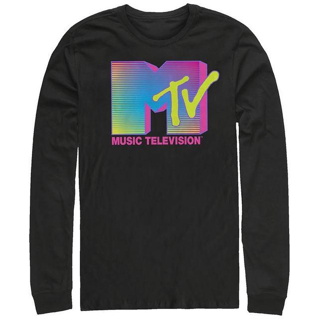 Mens MTV Fluorescent Stripes Logo Graphic Tee Product Image