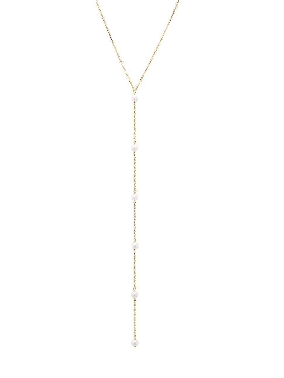 Womens Laurel 14K-Yellow-Gold Vermeil & Freshwater Pearl Lariat Necklace Product Image