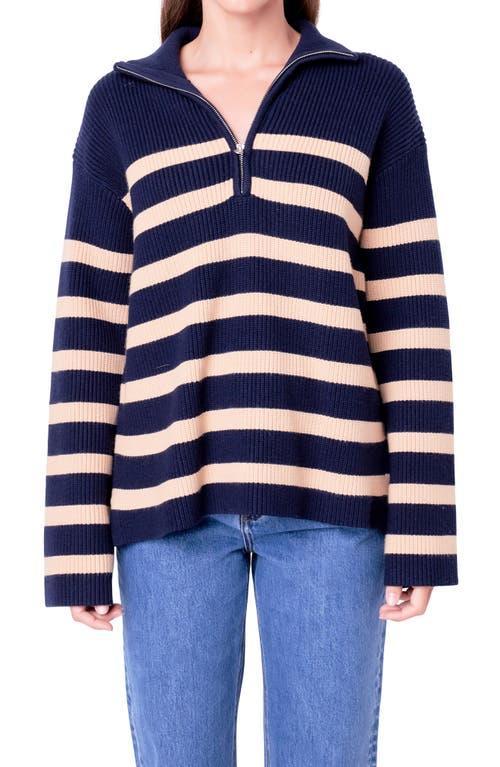 English Factory Stripe Half Zip Sweater Product Image