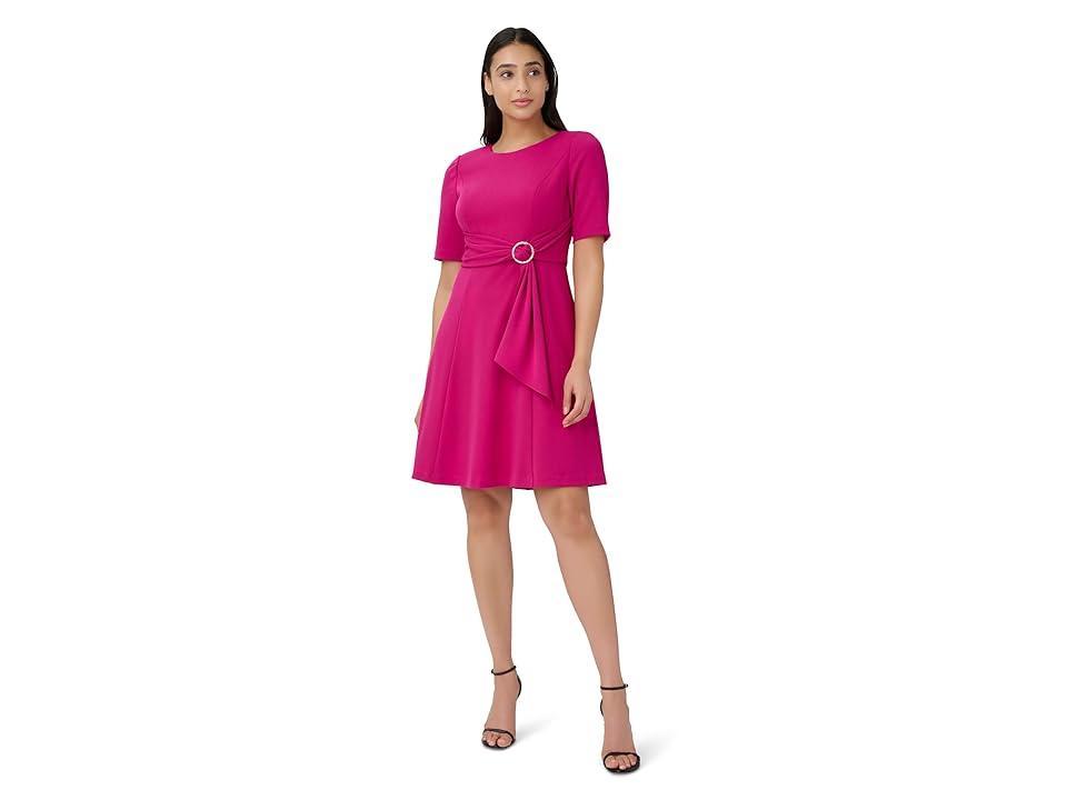 Adrianna Papell Stretch Crepe Tie Front Dress with High-Low Hem (Bright Magenta) Women's Dress Product Image