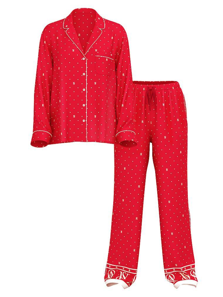 Glazed Satin Long Pajama Set Product Image