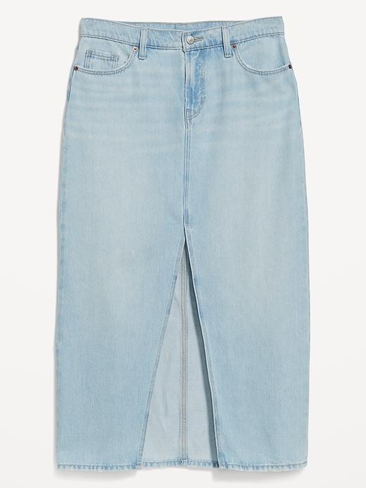 Mid-Rise Jean Maxi Skirt Product Image