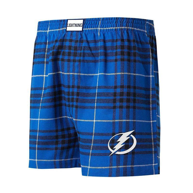 Mens Concepts Sport Blue/Black Tampa Bay Lightning Concord Flannel Boxers Product Image