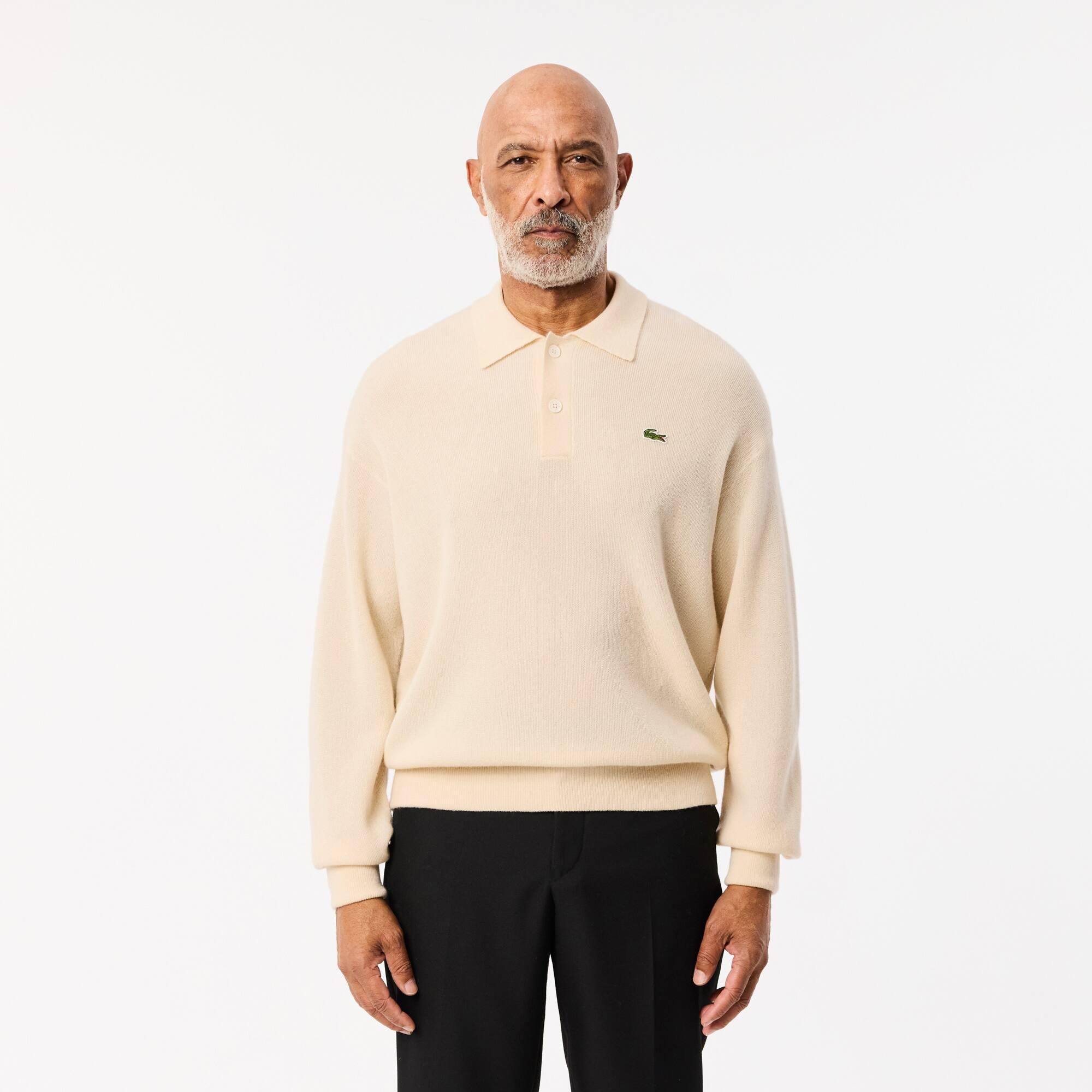 Relaxed Fit Carded Wool Polo Sweater Product Image