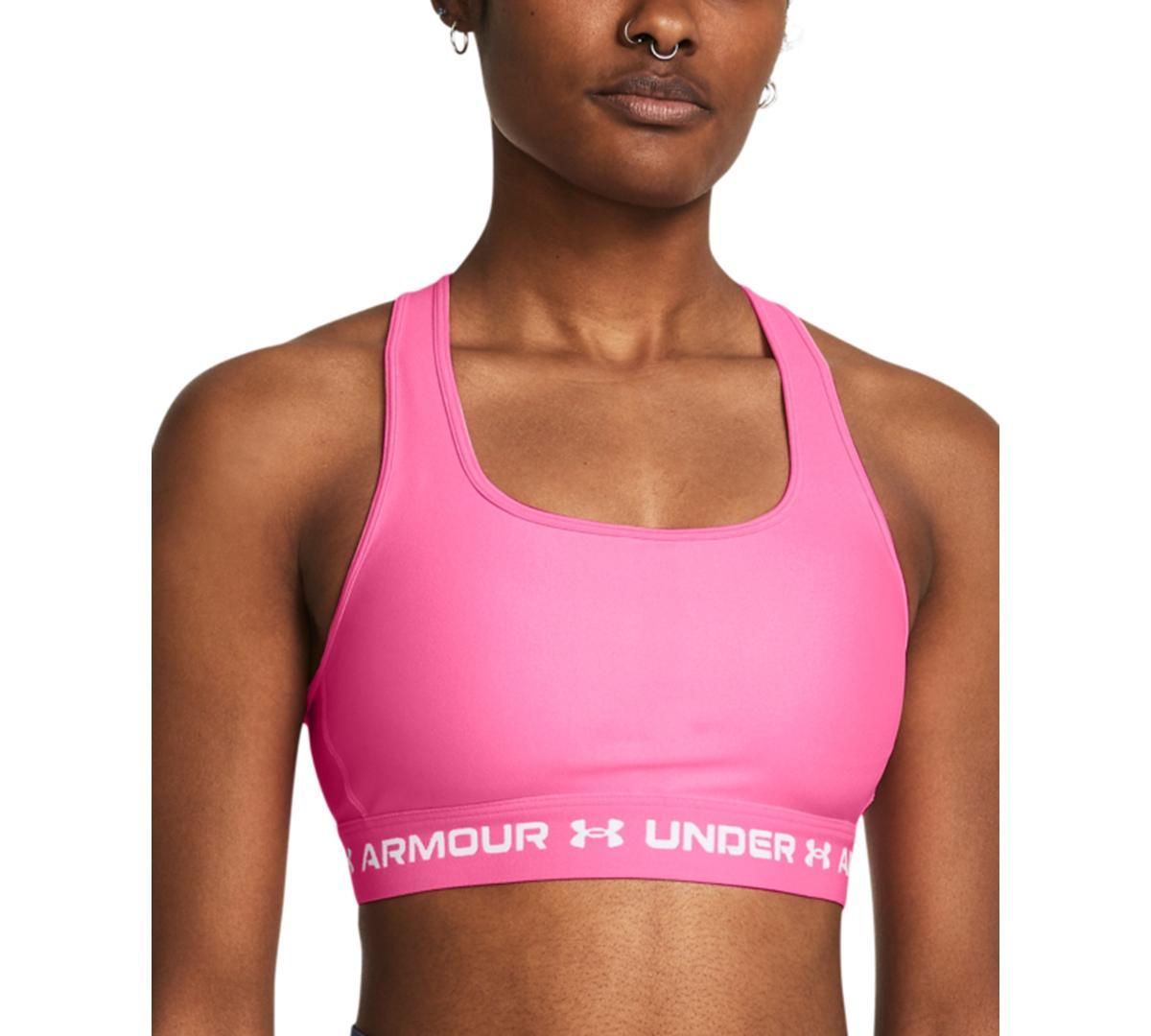 Under Armour Womens Crossback Medium Impact Sports Bra Capri / Sky Blue Product Image