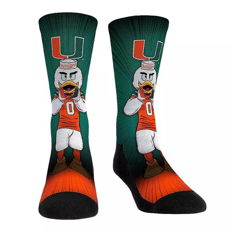 Rock Em Socks Miami Hurricanes Mascot Pump Up Crew Socks, Mens Product Image