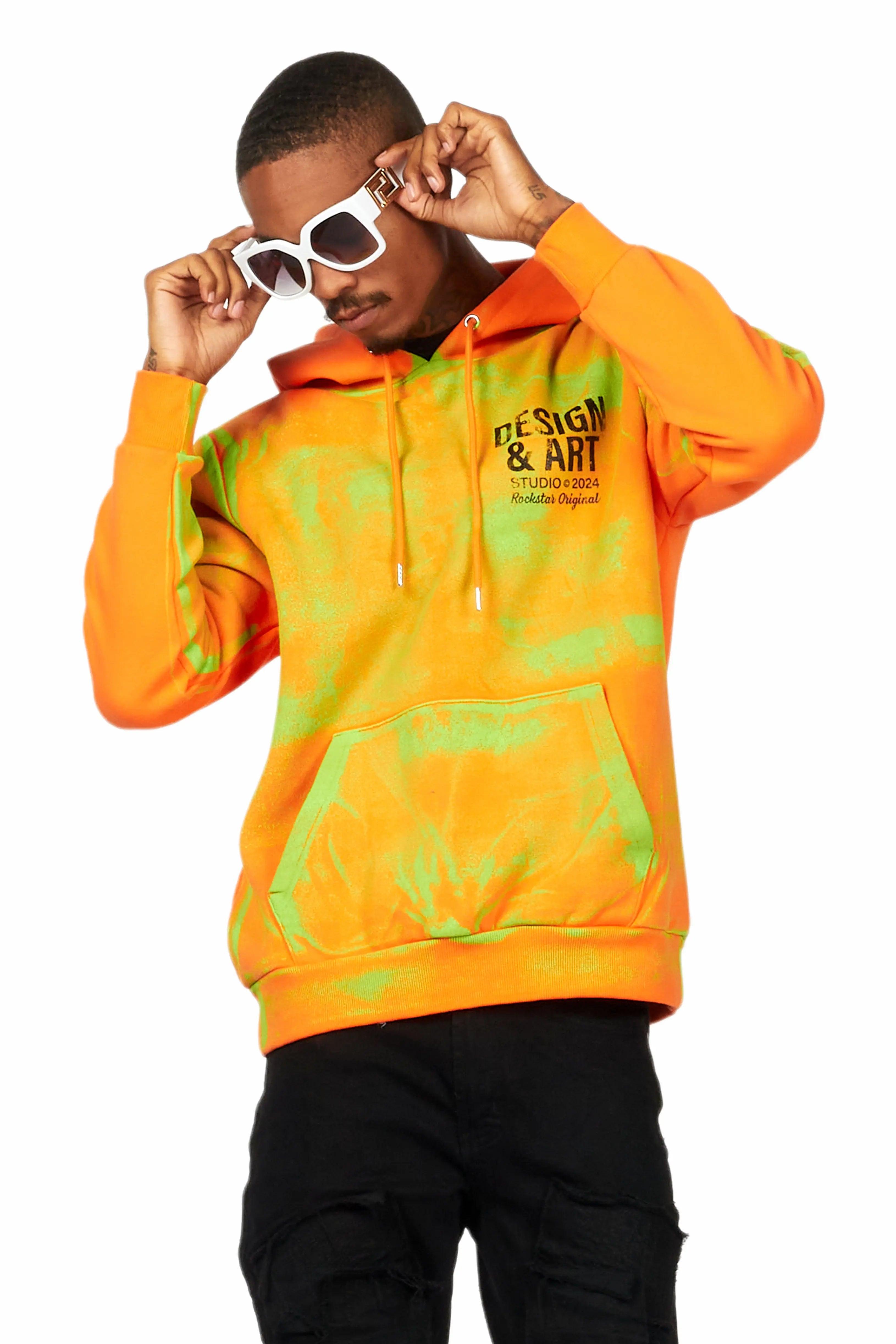 Cano Orange/Green Graphic Hoodie Male Product Image