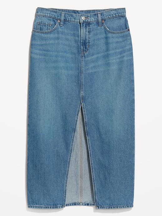 Mid-Rise Jean Maxi Skirt Product Image