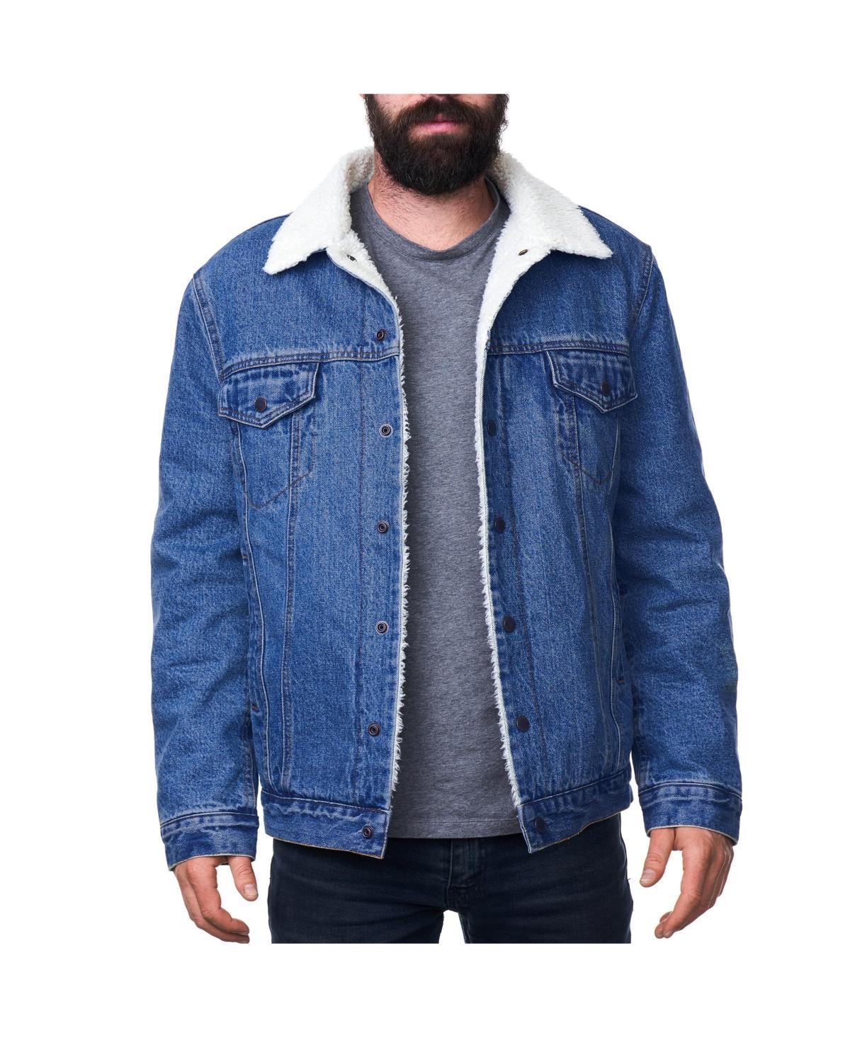 Alpine Swiss Mens Sherpa Lined Denim Jacket Classic Button Up Jean Trucker Coat Product Image