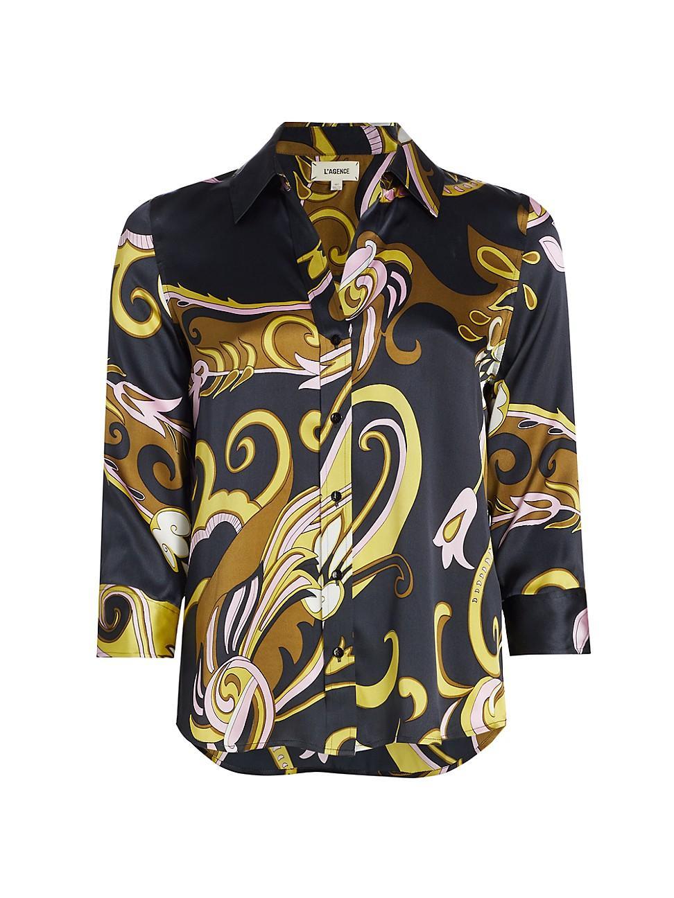 Womens Dani Printed Silk Blouse Product Image