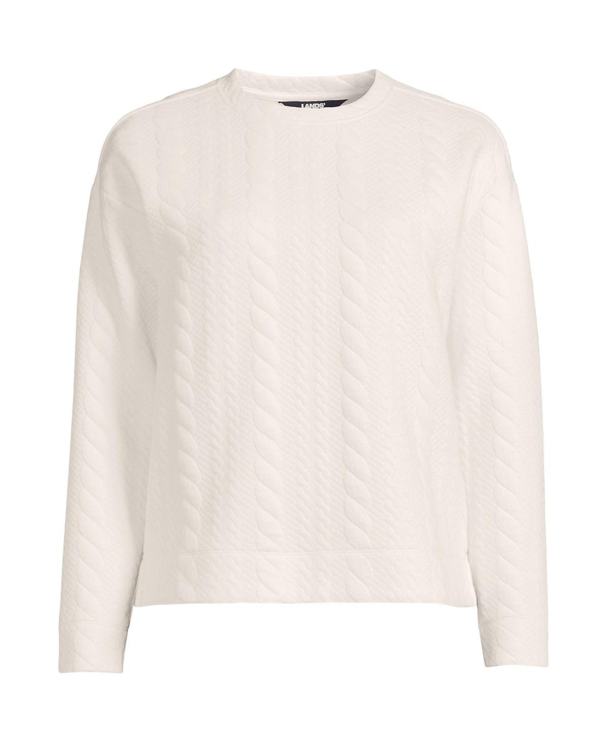 Womens Lands End Quilted Cable Sweatshirt Product Image