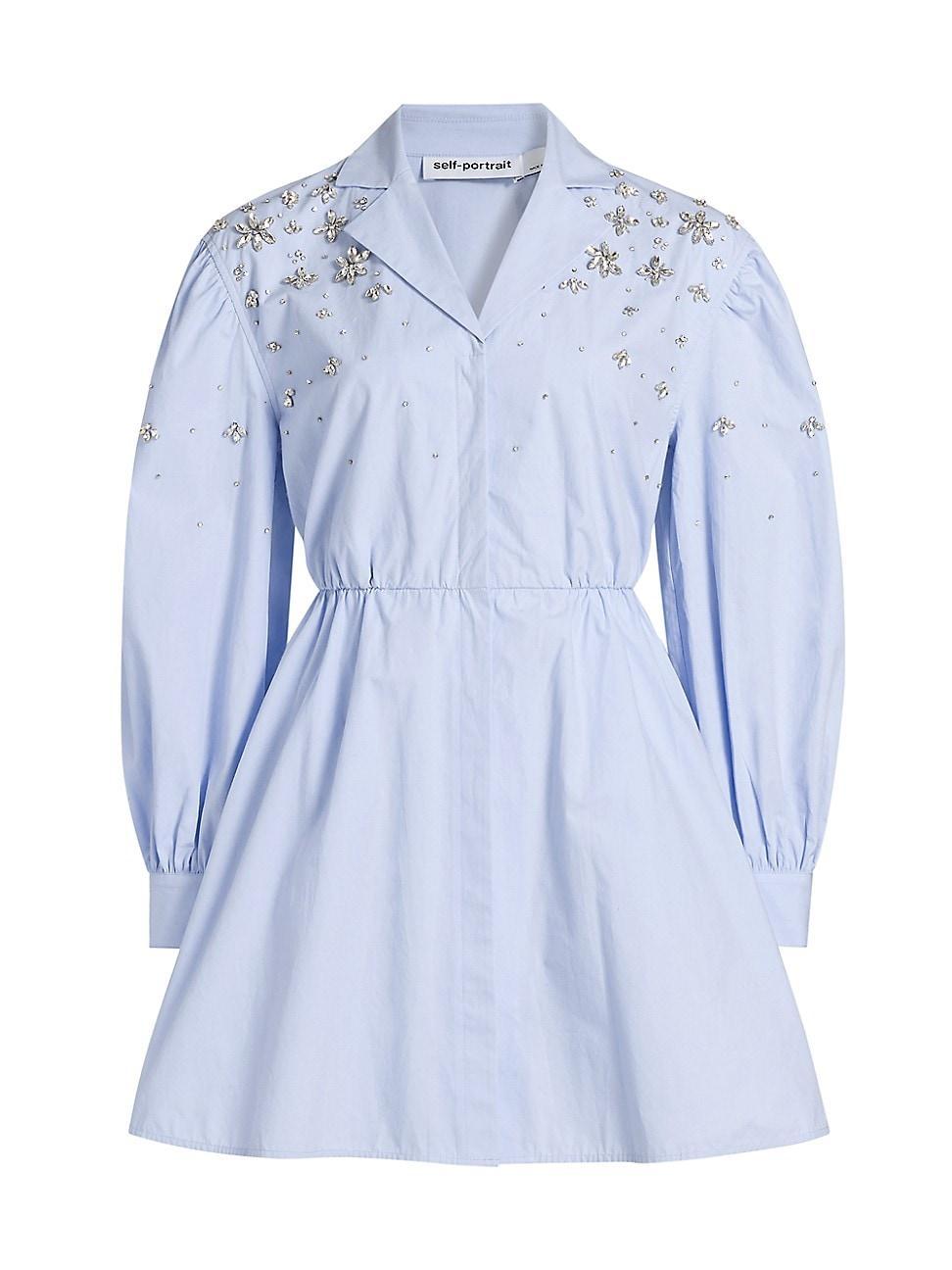 Womens Cotton Poplin Embellished Minidress Product Image