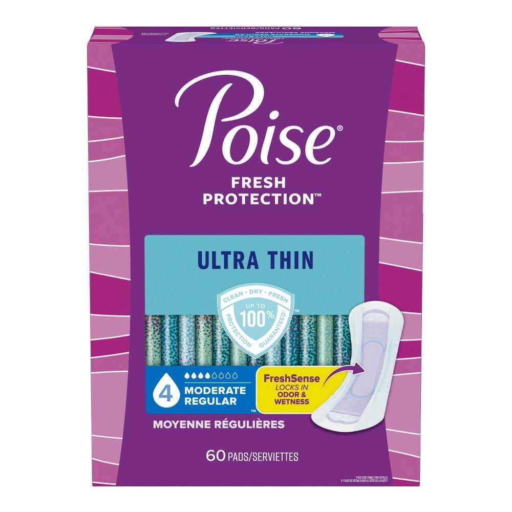 Poise Ultra Thin Postpartum Incontinence Pads for Women - Moderate Absorbency - Regular - 60ct Product Image