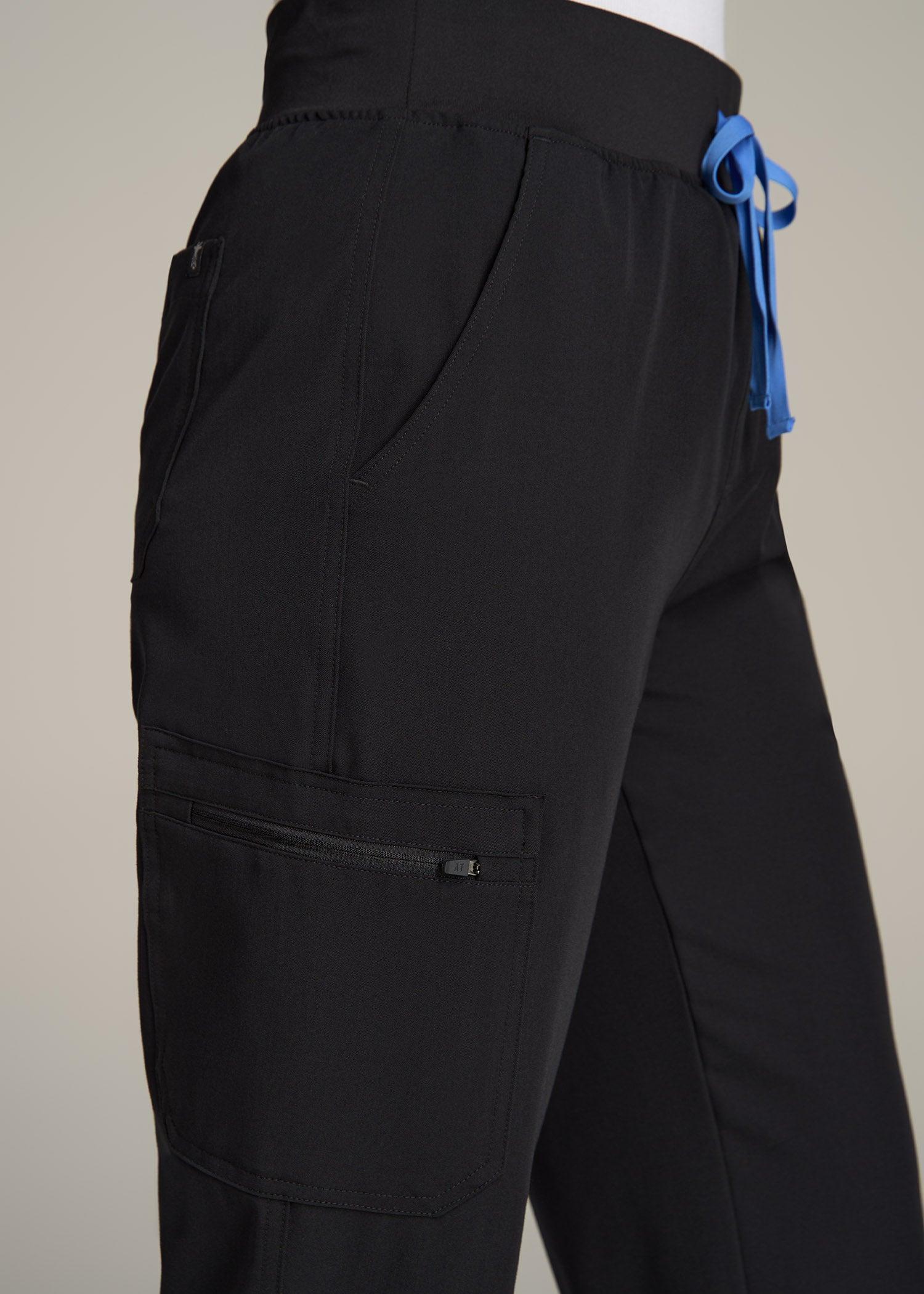 Cargo Scrub Pants for Tall Women in Black Female Product Image