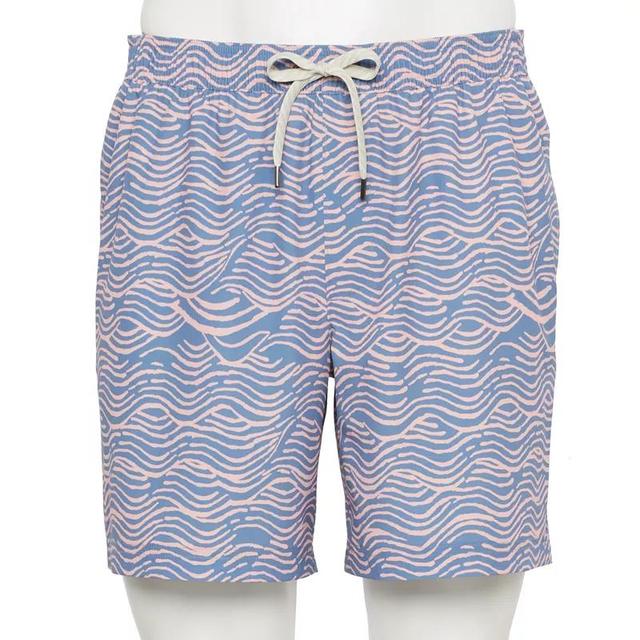 Mens Sonoma Goods For Life 7-in. Swim Trunks Blue Pink Wave Product Image