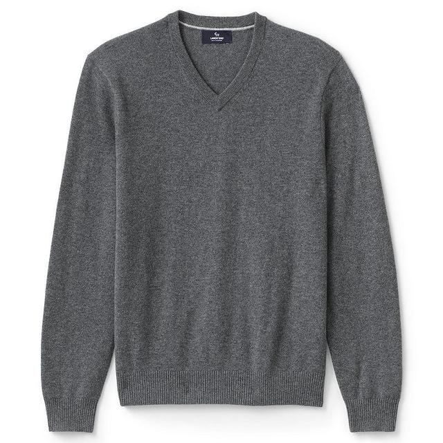 Big & Tall Lands End Fine-Gauge Cashmere V-neck Sweater, Mens Radiant Blue Product Image