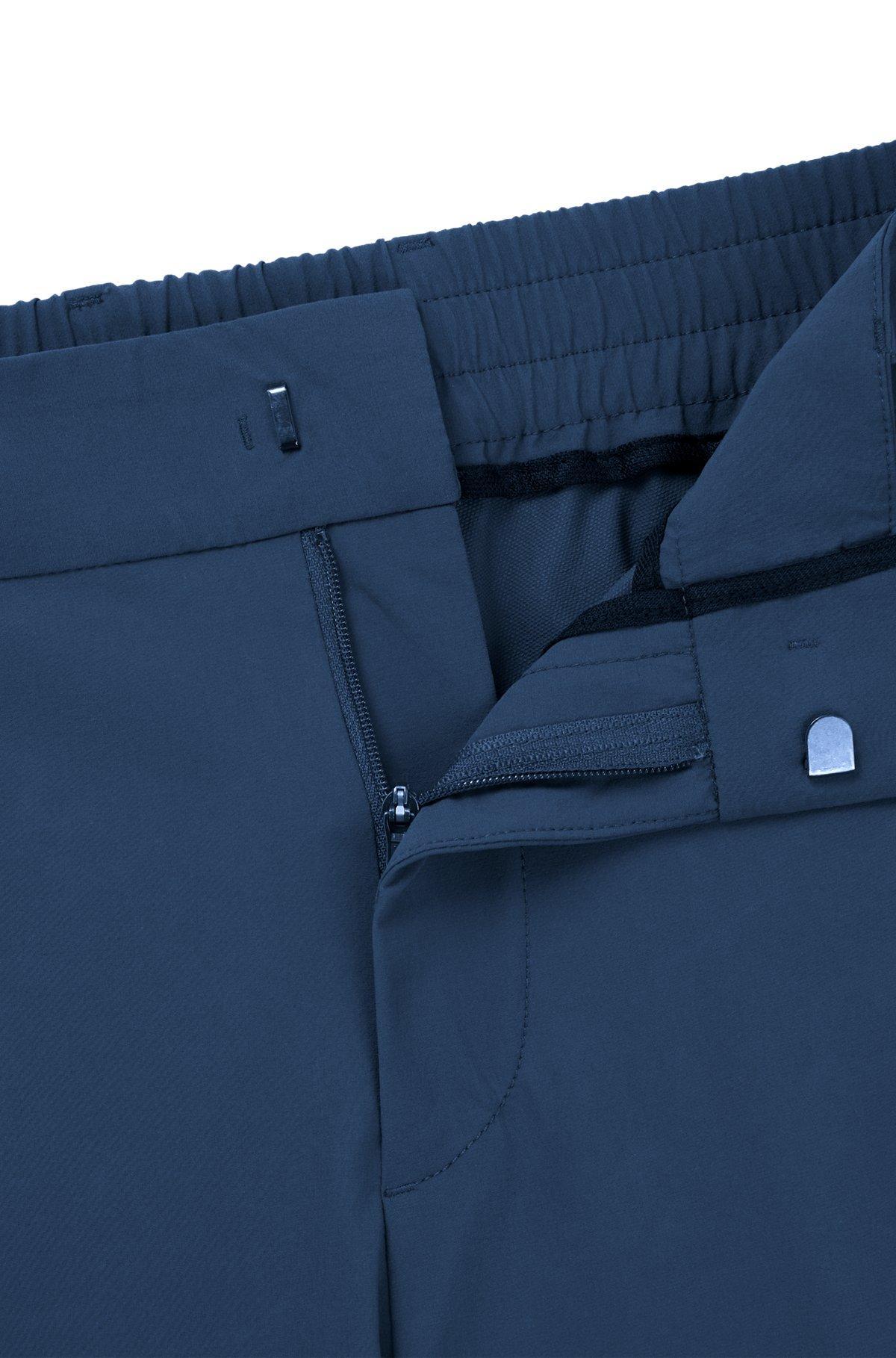 BOSS - Slim-fit trousers in travel-friendly stretch softshell fabric - Blue Product Image