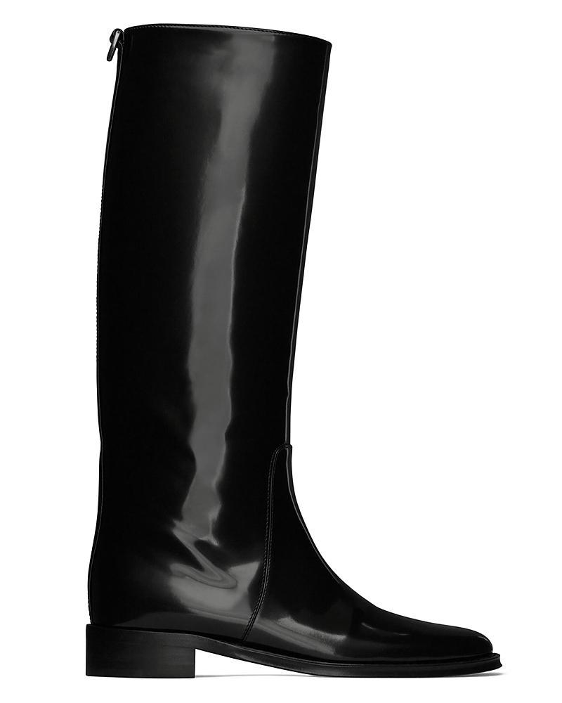 Saint Laurent Hunt Boots in Glazed Leather Product Image