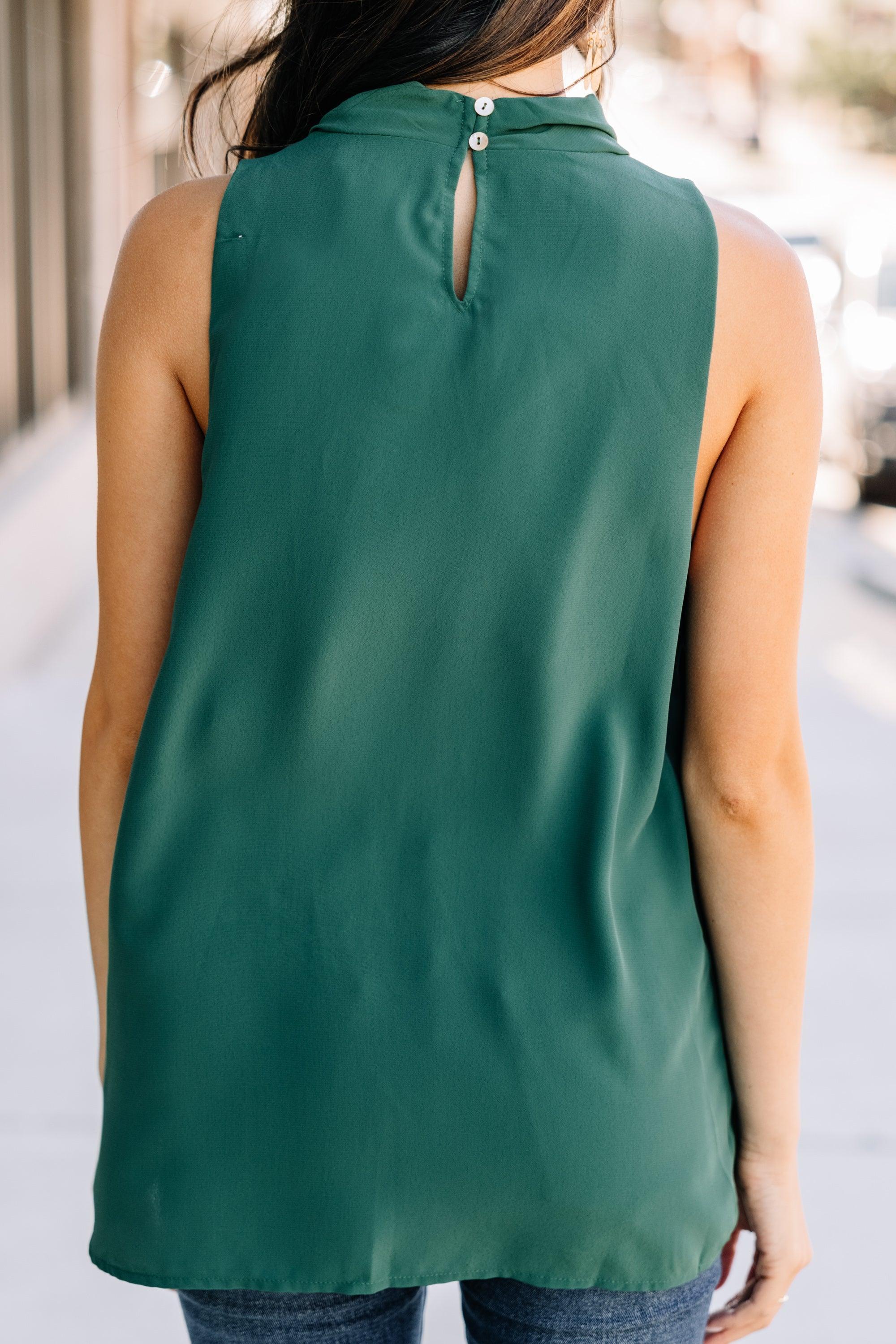 Tell Your Story Hunter Green Cowl Neck Tank Female Product Image