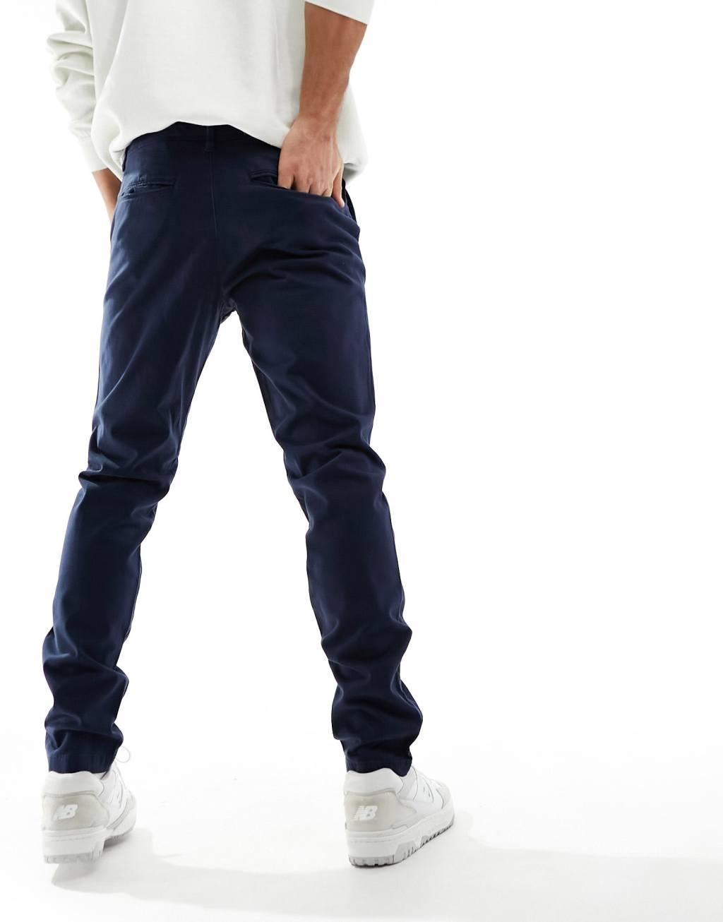 Jack & Jones Intelligence slim fit chinos in navy  Product Image