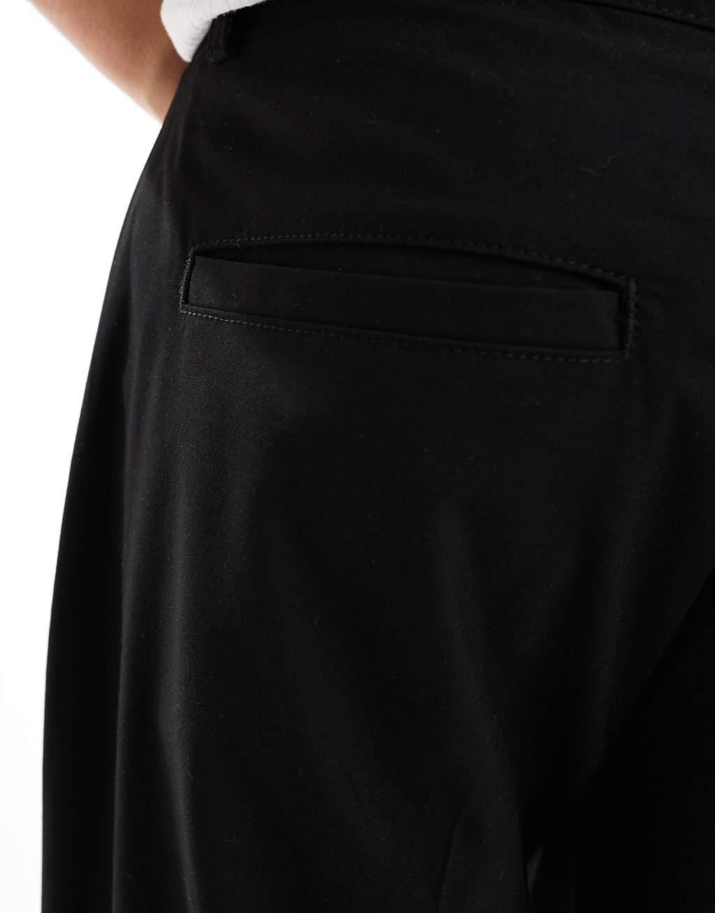 ADPT wide fit pants in black with front pleat     Product Image