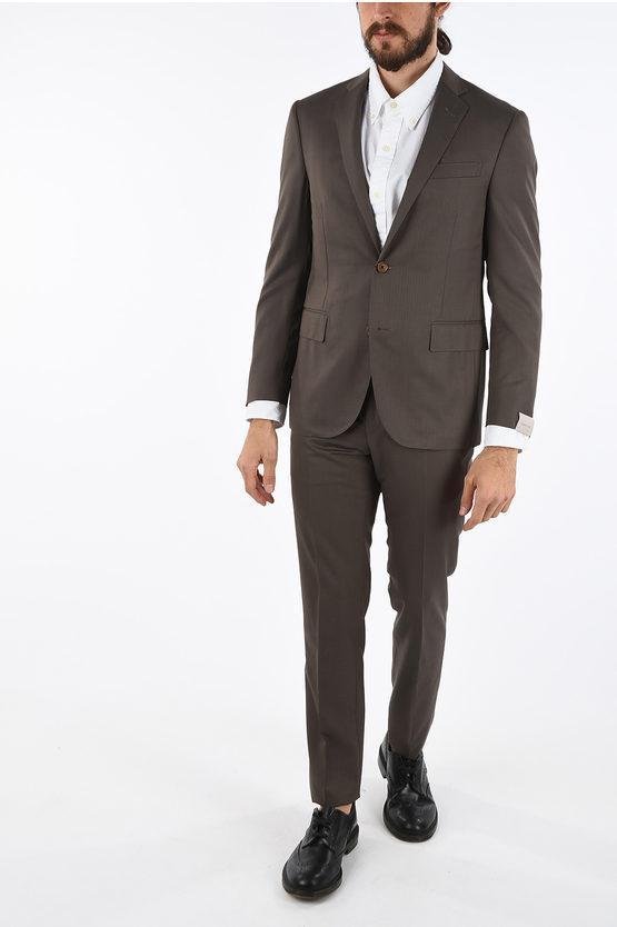 Flawless Virgin-wool Academy Soft Half-lined Suit With Notch In Brown Product Image