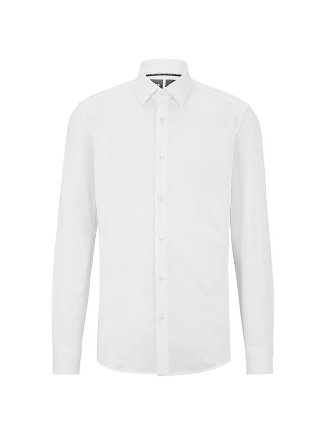 Mens Slim-fit shirt in Italian-made performance-stretch jersey Product Image