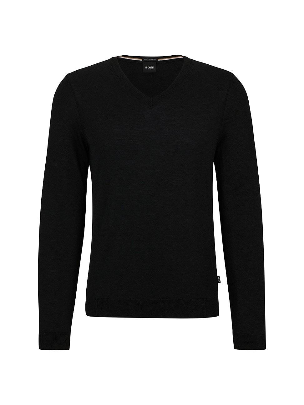 Mens V-Neck Slim-Fit Sweater in Virgin Wool Product Image